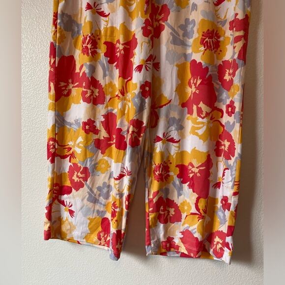 Cuddl Duds Colorful Floral Pull On Capri Summer Travel Casual Pajama Pants Med - Picture 3 of 7